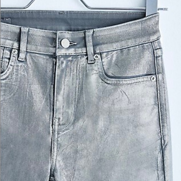 OWN. 
Mid-Rise Straight Silver Metallic-Coated Jeans 36”W 30”L (size 14) - Picture 6 of 12